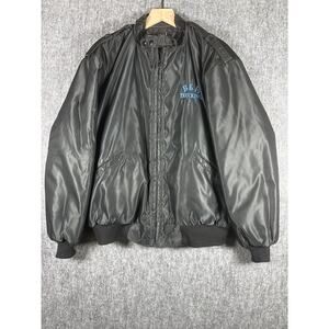 Vintage Butwin Nylon Satin- Quilted Jacket- "B&E Trucking" Made in USA- Men's XL